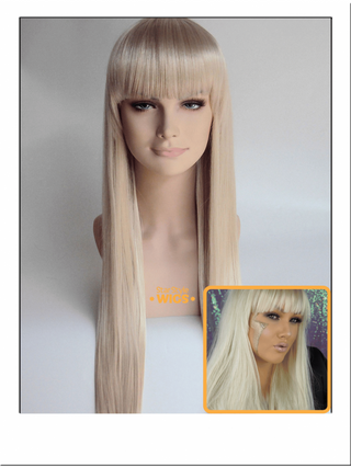 Long Blonde Wig With Bangs