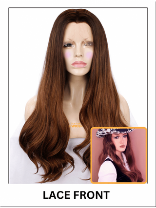 Long Brown Wavy Lace Front Wig