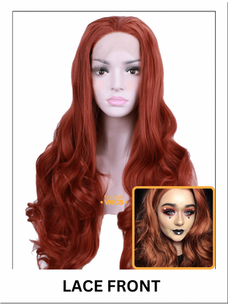 Long Curly Auburn Lace Front Wig