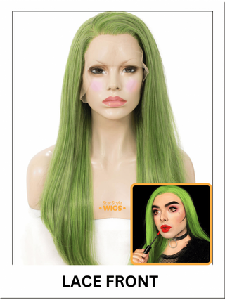 Long Green Lace Front Wig