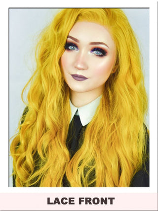 Long Mustard Yellow Lace Front Wig UK