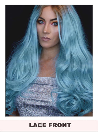 Long Pastel Blue Lace Front Wig UK