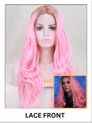 Long Pastel Pink Lace Front Wig