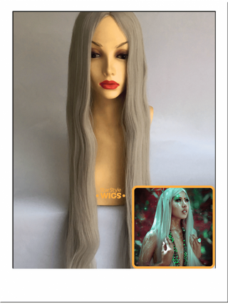 Long Straight Light Grey Wig