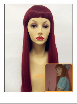 Long Straight Red Hair Wig With Bangs