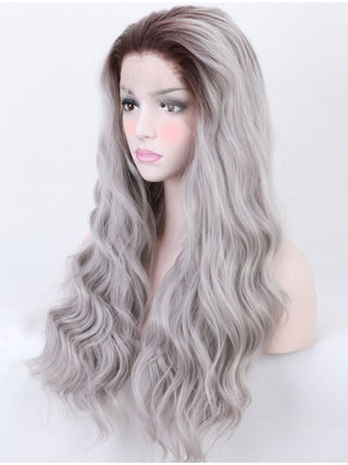 Long Wavy Grey Lace Front Wig