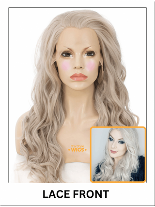 Long Wavy Light Grey Lace Front Wig