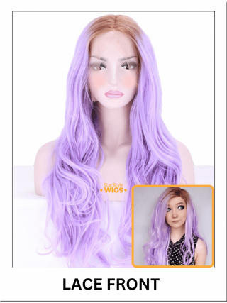 Long Wavy Light Purple Lace Front Wig