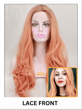 Long Wavy Peach Lace Front Wig