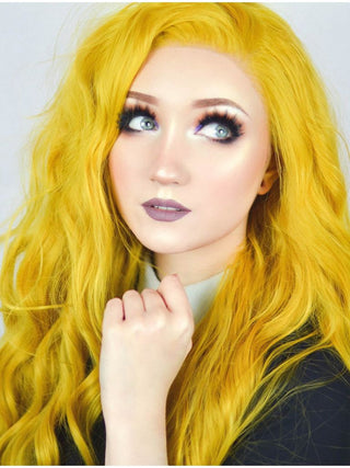 Long Wavy Yellow Lace Front Wig