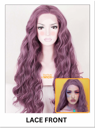 Mauve Purple Curly Lace Front Wig