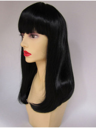 Medium Black Wig With Bangs