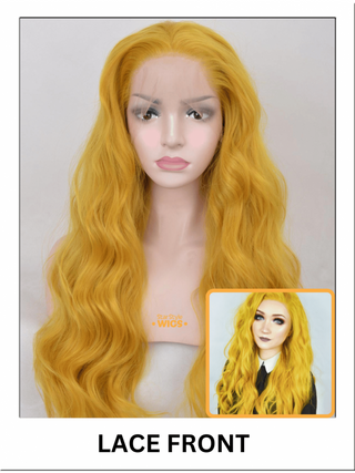 Mustard Yellow Wavy Lace Front Wig