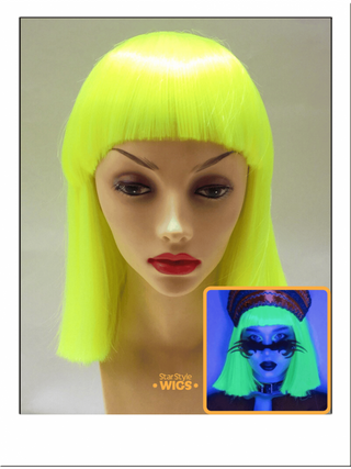 Neon Yellow Wig With Bangs