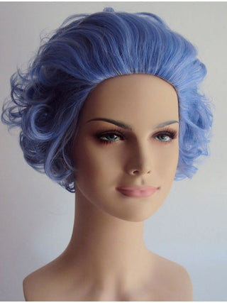 Old Lady Wig Curly Short Blue