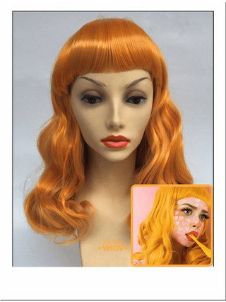 Orange Curly Wig With Bangs