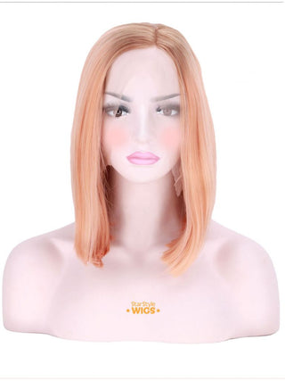 Orange Peach Wig Lace Front Short Bob