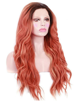 Orange Wig With Dark Roots Lace Front