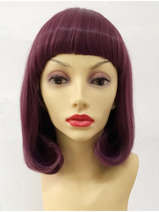 Pageboy Wig With Bangs Purple