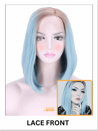 Pastel Blue Lace Front Bob Wig