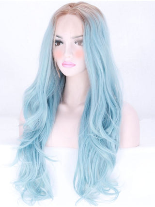 Pastel Blue Long Lace Front Wig