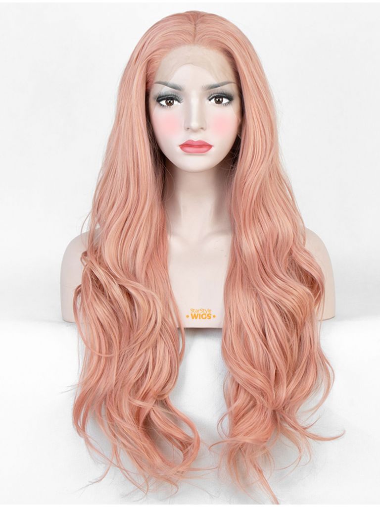 Peach Pink Lace Front Wig Lace Front Wigs UK Star Style Wigs