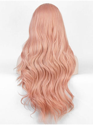 Pastel Pink Peach Wig Lace Front Long