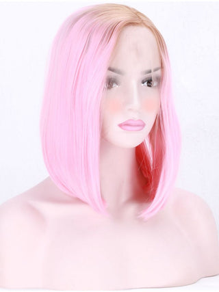 Pastel Pink Wig Bob Lace Front