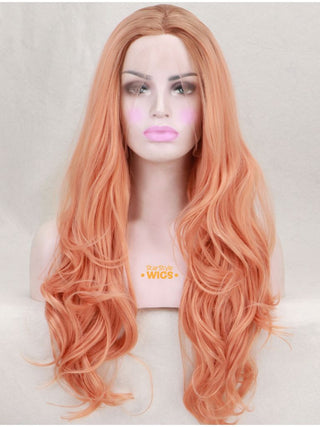 Peach Orange Wig Wavy Lace Front