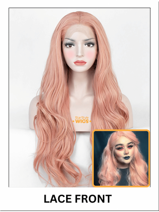 Peach Pink Wavy Lace Front W