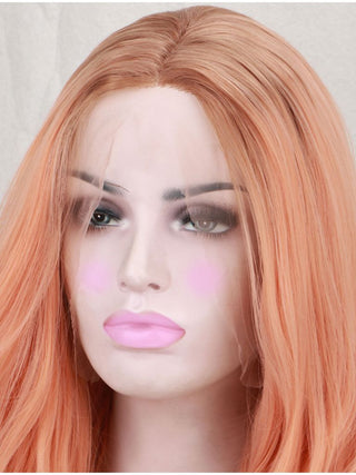 Peach Wig Lace Front With Dark Roots