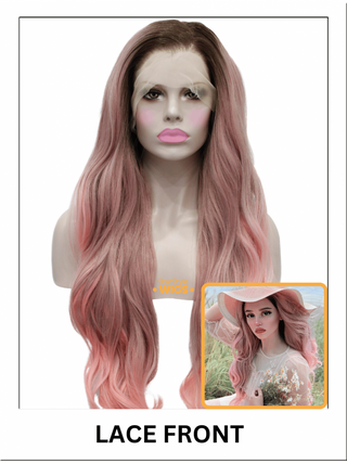 Pink Ombre Wavy Lace Front Wig