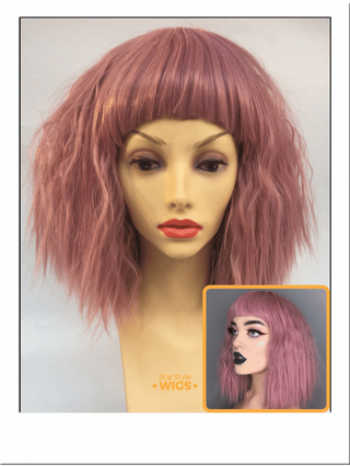 Pink Wavy Bob Wig Smoky