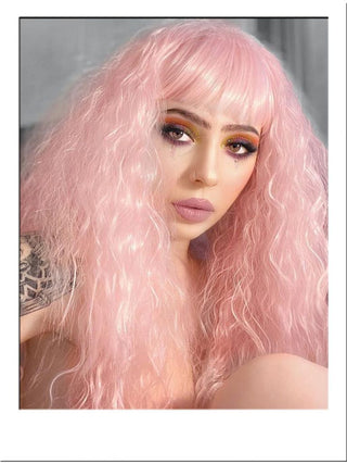 Pink Wig Crimped