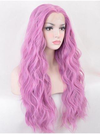 Pink Wig Lace Front Wavy Hot Pink