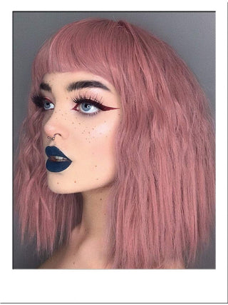 Pink Wig Wavy Bob