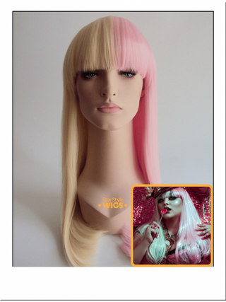 Pink and Blonde Wig Half and Half