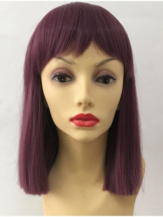 Purple Wig Straight Bob With Short Bangs