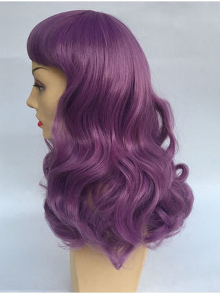 Purple Wig With Bangs Curly