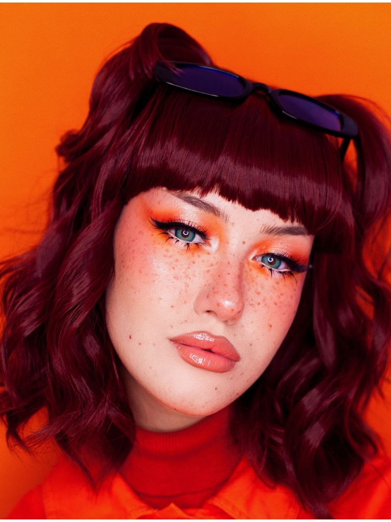 Red Short Wavy Bob Wig With Bangs Star Style Wigs UK