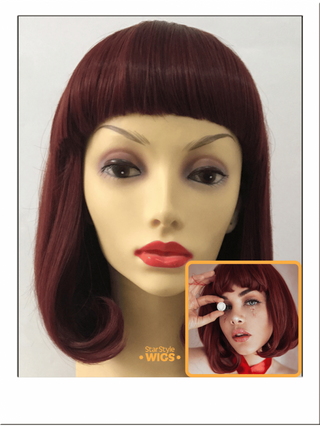 Red Straight Bob Wig With Bangs