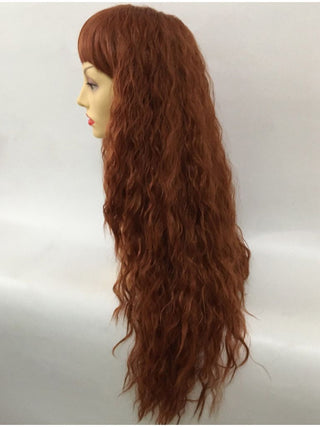 Auburn Red Wig Curly Crimped