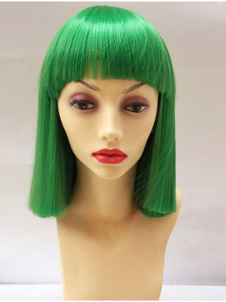 Short Green Bob With Bangs