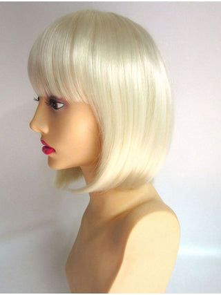 Short Platinum Blonde Bob Wig With Bangs