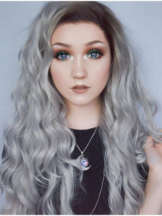 Silver Wig Lace Front Long Wavy