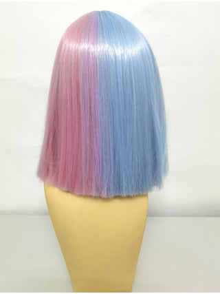 Split Color Wig Bob Pink Blue