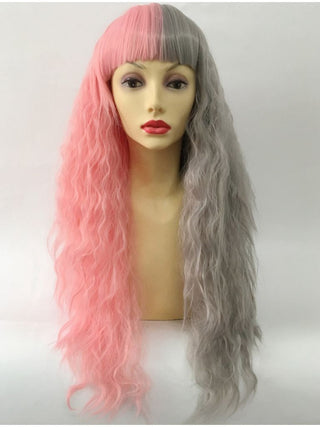 Split Colour Wig Pink And Grey