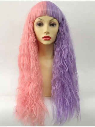 Split Colour Wig Purple And Pink