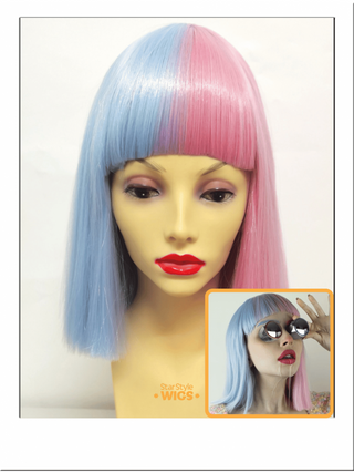 Split Half and Half Bob Wig Pastel