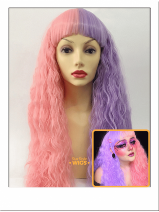 Split Half and Half Wig Pink Purple